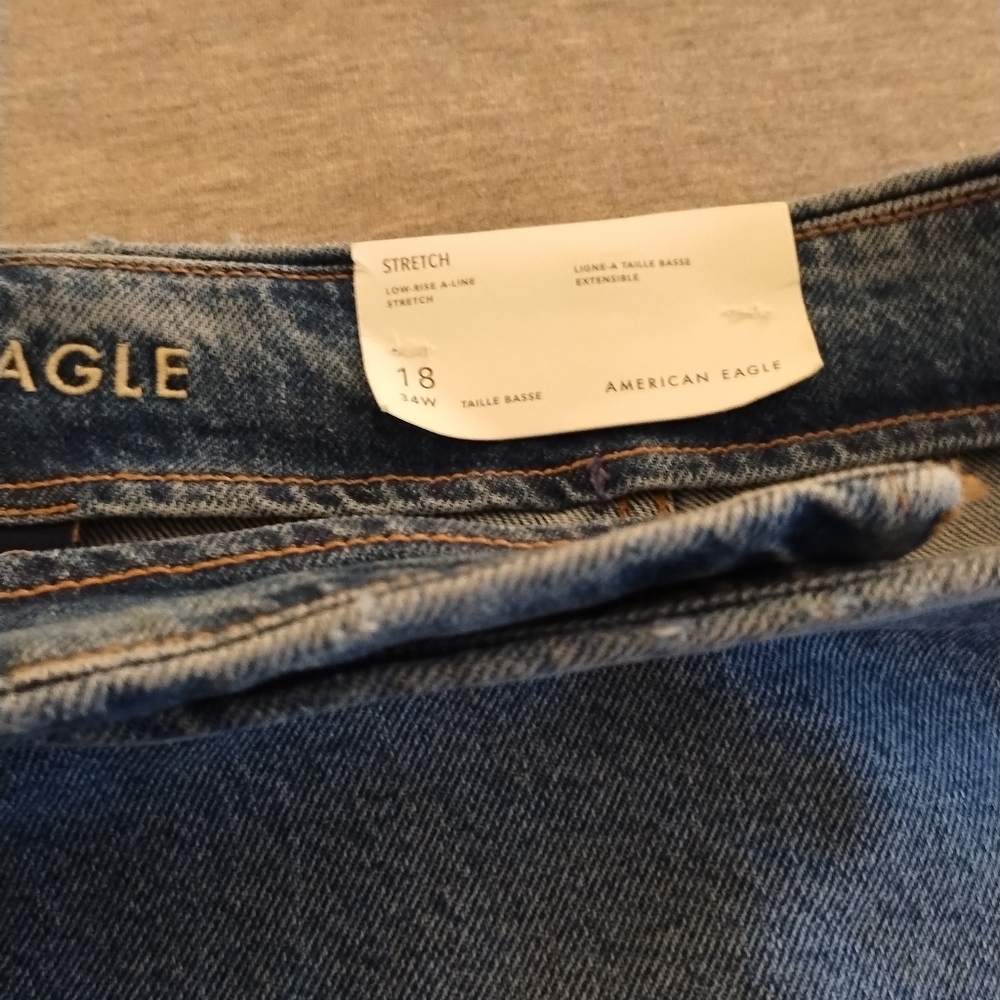 American Eagle Low-Rise A-Line Stretch Denim Skirt Size 18 - 34 W - NWT - Picture 15 of 16